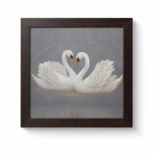 Pair Swan White Peace Love Elegant Romantic Serenity Nature Harmony Framed Poster Artwork Decor Painting