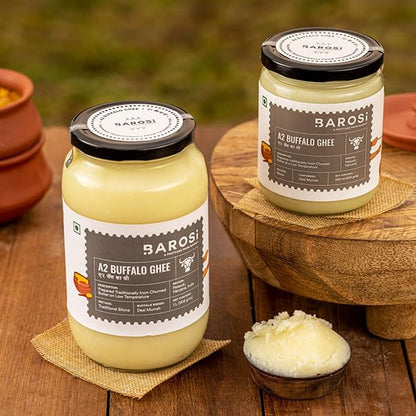 Barosi Premium Buffalo Ghee | Vedic Bilona Method | Churned From Curd | Pure & Natural | Farm Made In Small Batches | Glass Jar Packing
