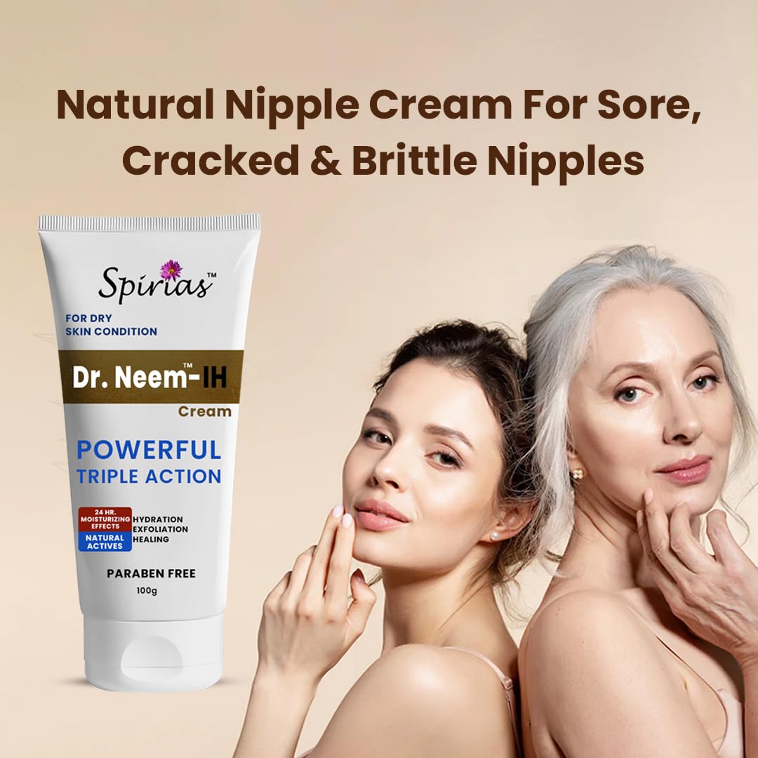Dr. Neem Skin Cream, Enriched with Neem & Almond Oil,For Dark Patches on Knees, Elbow, Ankles & Underarms,Repairs Cracked Skin & Nipples, Paraben Free-100g