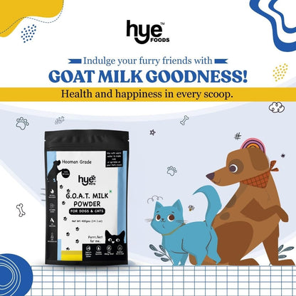 HYE Pets Goat Milk Powder for Pets | Nutrient-Rich Supplement for Happy and Healthy Dogs and Cats Food | 80 Servings Per Pack | 400g
