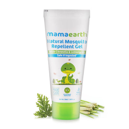 Mamaearth Natural Mosquito Repellent Gel - 50 ml | Infused with Citronella Oil, Lemongrass Oil & Peppermint Oil | DEET Free, Protects from Dengue, Malaria & Chikungunya