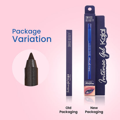 Swiss Beauty Intense Gel Kajal with Sharpener | 12-Hour Stay | Waterproof | Smudge-Proof | Creamy Texture | Highly Pigmented | Multi-Use Eye Pencil | 1.2g, Shade- Royal Blue