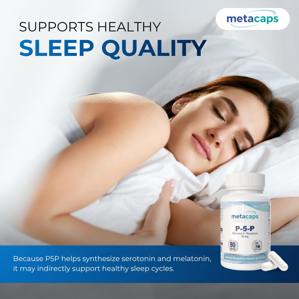 MetaCaps P5P Vitamin B6 – 90 Vegan Capsules | Bio-Active Coenzymated Pyridoxal-5-Phosphate for Maximum Absorption | Supports Nerve Health, Mood Balance & Energy Metabolism | Non-GMO, Gluten-Free