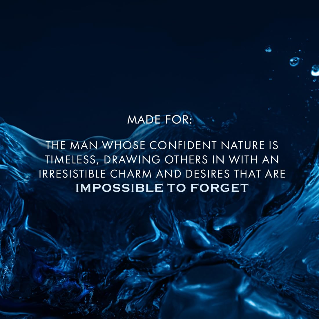 Blue abstract design with text overlay on a dark background