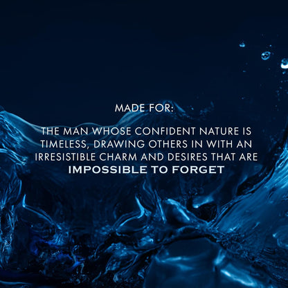 Blue abstract design with text overlay on a dark background