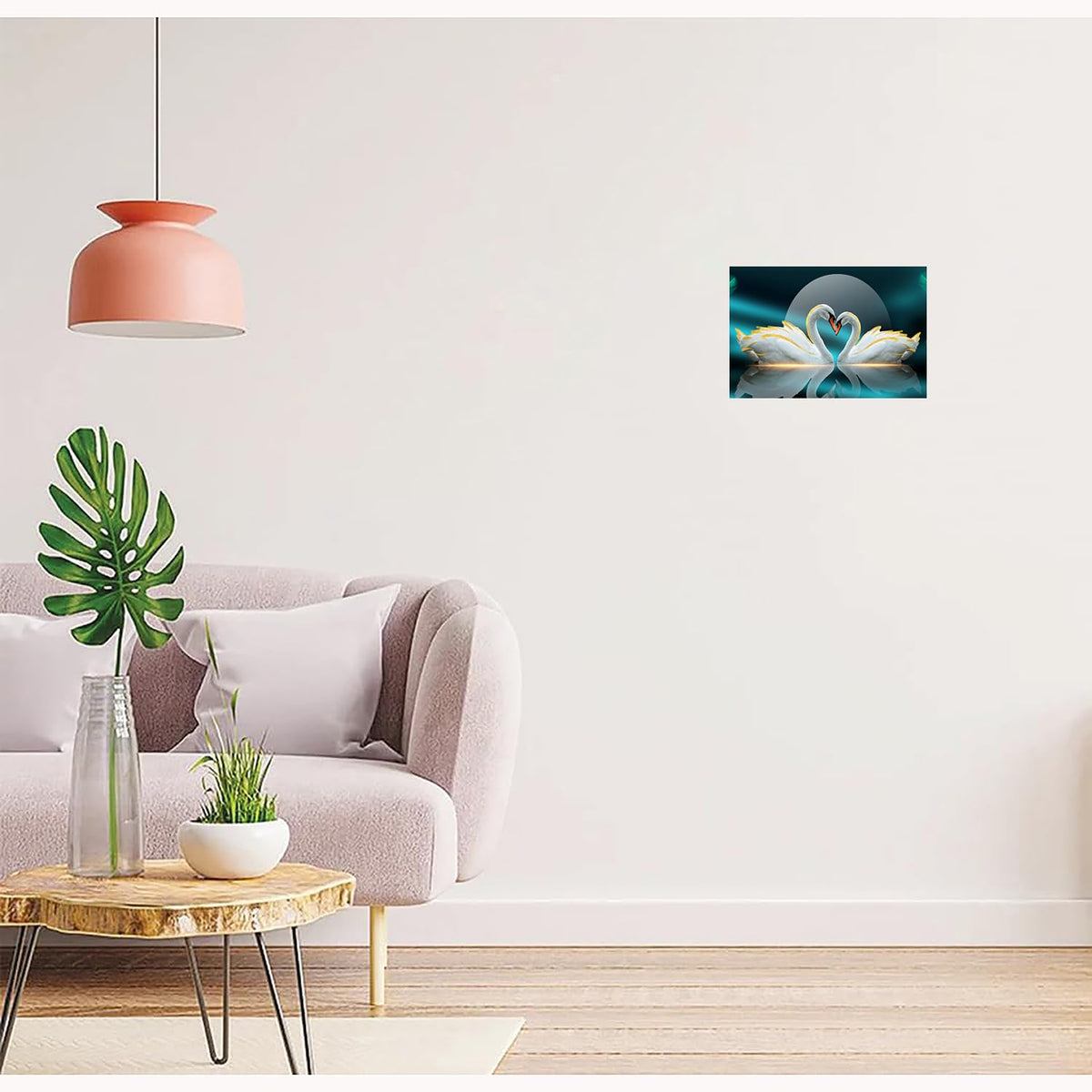 Swan Paintings for Living room, Swan Poster Big Size with Sparkle Coated Lamination - 15661 (Self Adhesive) 18x24 Inch