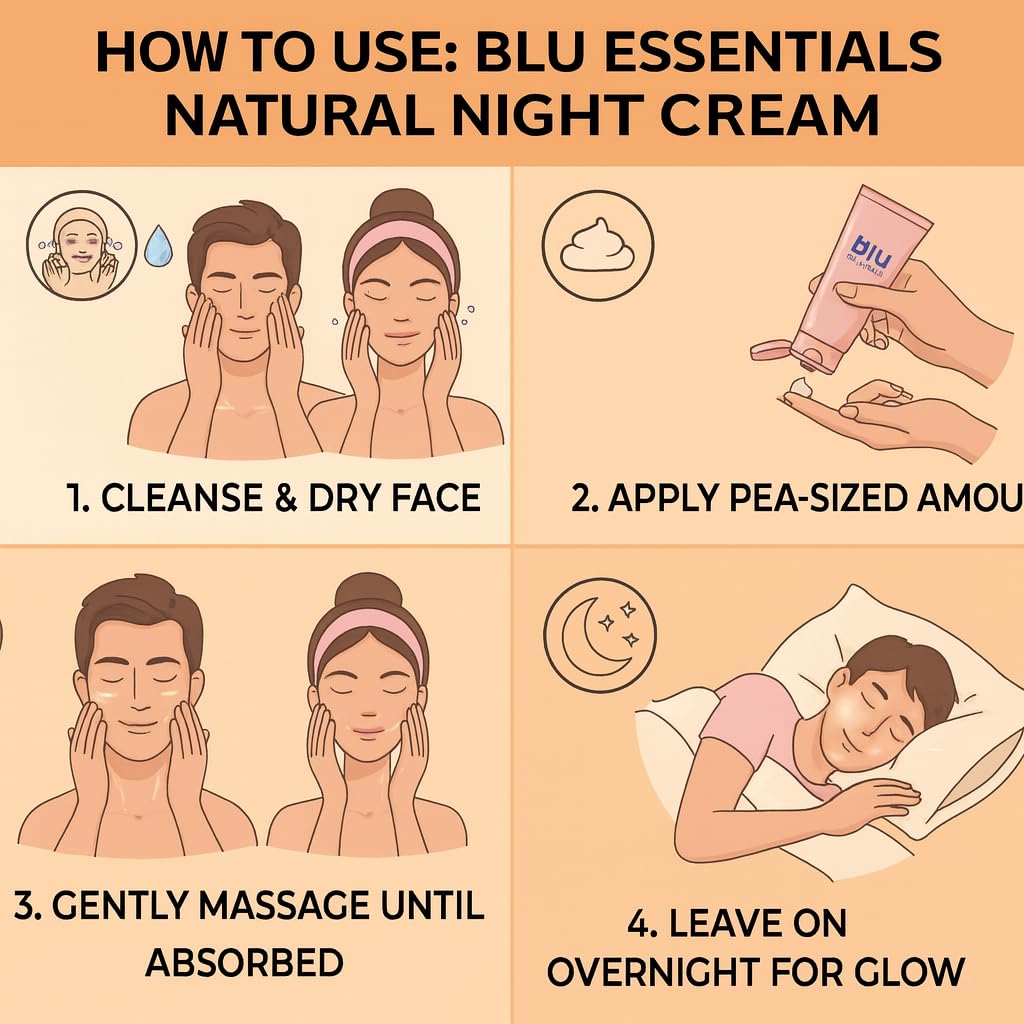 Blu Essentials Vitamin C Night Cream for Women and Men | for Glowing Skin | Suits For Both Oily & Dry Skin | Dark Spot Removal, Anti-Ageing | 50ml