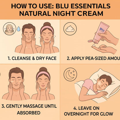 Blu Essentials Vitamin C Night Cream for Women and Men | for Glowing Skin | Suits For Both Oily & Dry Skin | Dark Spot Removal, Anti-Ageing | 50ml