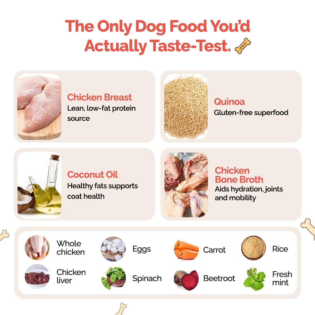 Goofy Tails Chicken & Quinoa Wet Dog Food 100g Wholesome, Human Grade, Preservative & Gluten Free, Taste Booster & Food Topper
