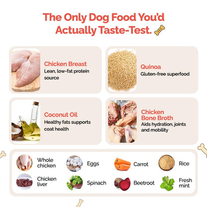 Goofy Tails Chicken & Quinoa Wet Dog Food 100g Wholesome, Human Grade, Preservative & Gluten Free, Taste Booster & Food Topper