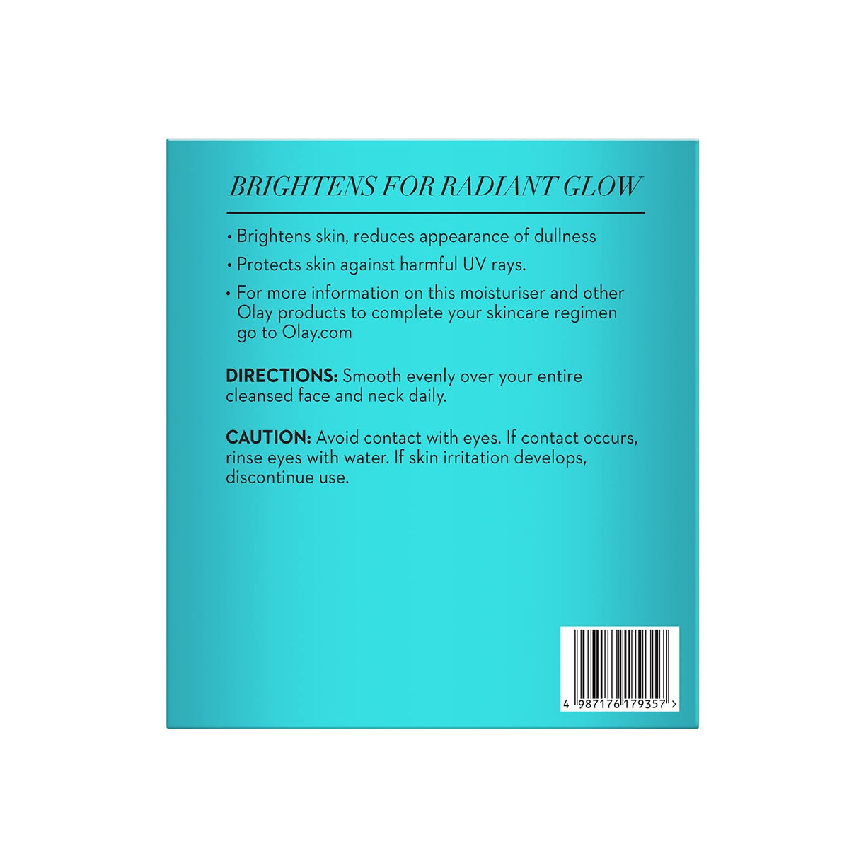 Olay moisturizer packaging with blue background and text