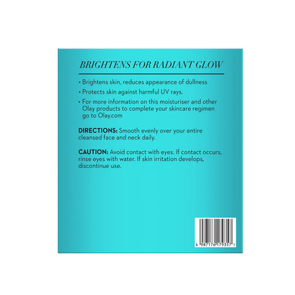 Olay moisturizer packaging with blue background and text