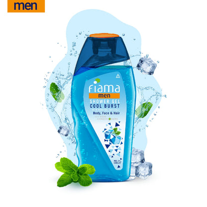 Fiama Men Body Wash Shower Gel Cool Burst, 250ml, Body Wash for Men, feel 3° cooler, with Skin Conditioners for Cool & Refreshed Skin, Mens Moisturizing Bodywash