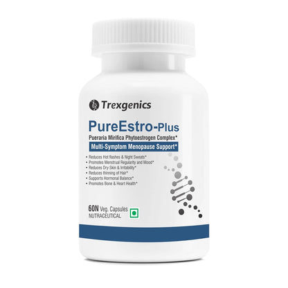 Trexgenics PureEstro-Plus supplement bottle on a white background