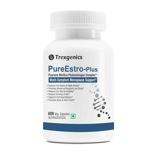 Trexgenics PureEstro-Plus supplement bottle on a white background