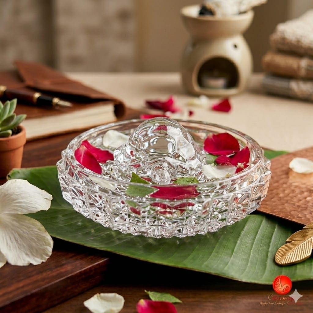SAUDEEP INDIA Feng Shui Crystal Turtle Tortoise with Plate for Good Luck Prosperity Wealth | Clear Crystal Vastu Showpiece for Home Decor Office Table Decoration Gift Positive Energy(Export Quality)