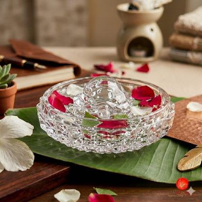 SAUDEEP INDIA Feng Shui Crystal Turtle Tortoise with Plate for Good Luck Prosperity Wealth | Clear Crystal Vastu Showpiece for Home Decor Office Table Decoration Gift Positive Energy(Export Quality)