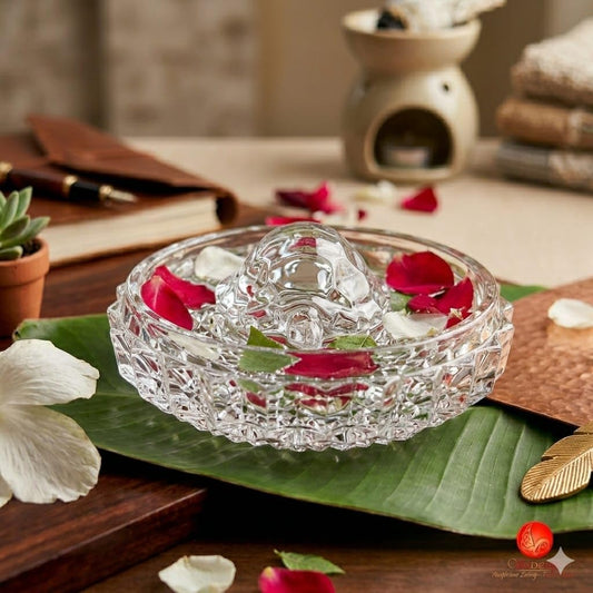 SAUDEEP INDIA Feng Shui Crystal Turtle Tortoise with Plate for Good Luck Prosperity Wealth | Clear Crystal Vastu Showpiece for Home Decor Office Table Decoration Gift Positive Energy(Export Quality)