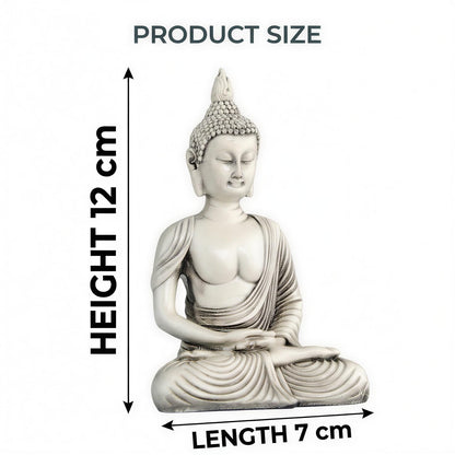 New Sitting Meditating Buddha Statue showpiece Idol Home Decor Items for Living Room and Gifts (Antique White)