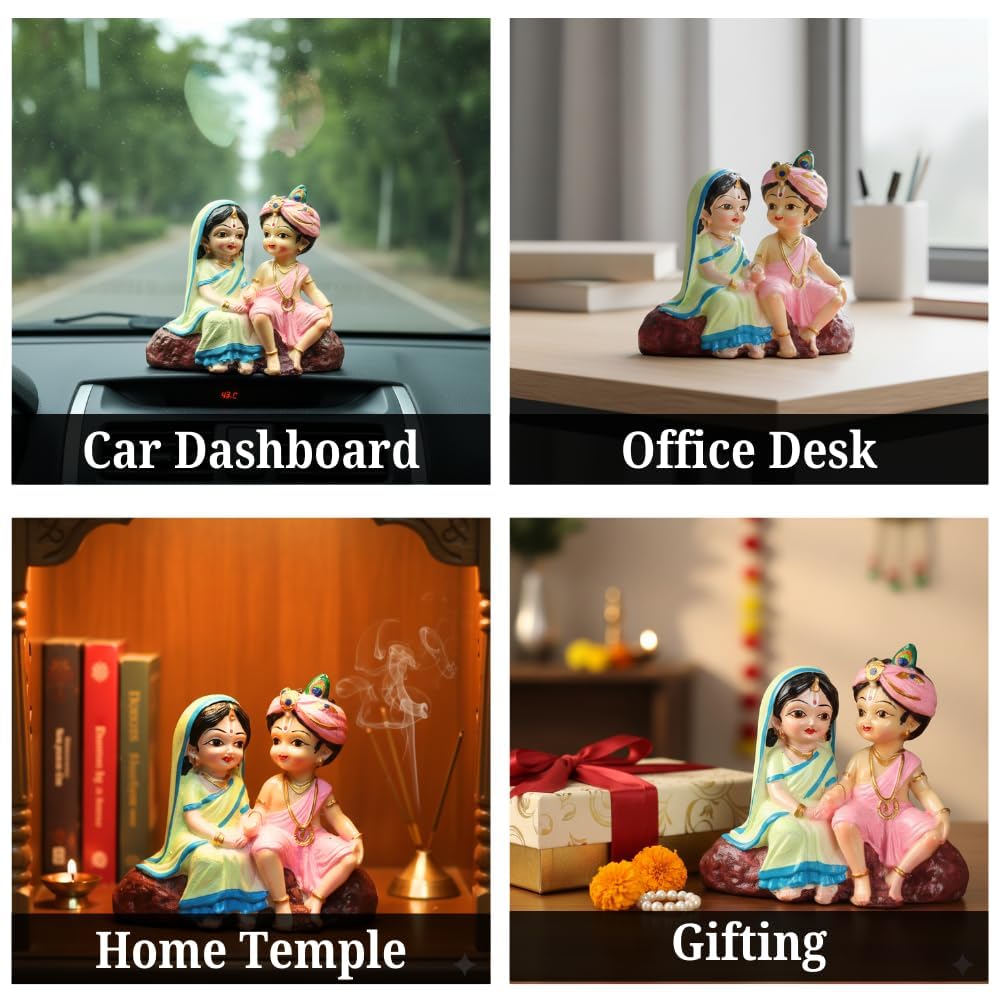 Radha Krishna Resin Idol, Skin, 10 × 6 × 9 cm