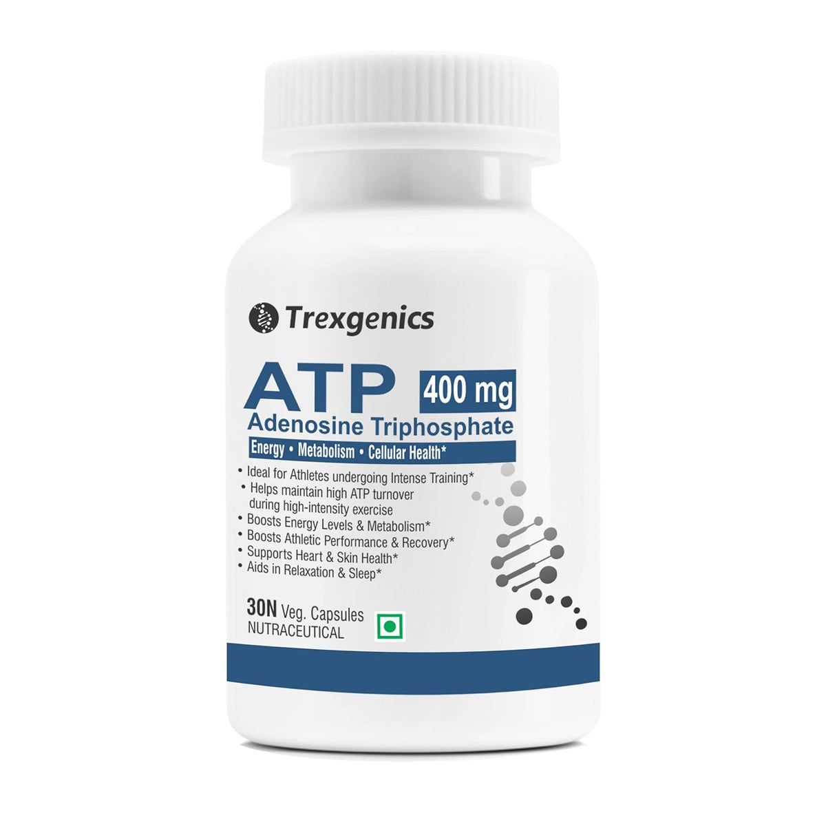 Trexgenics ATP Adenosine Triphosphate supplement bottle on a white background
