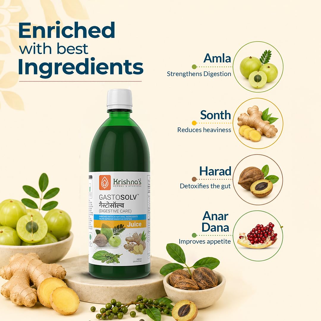 Krishna’s Gastosolv Juice 1000 ml | Ayurvedic Digestive Tonic | Helps Relieve Acidity, Gas & Bloating | Natural Gut Health Support