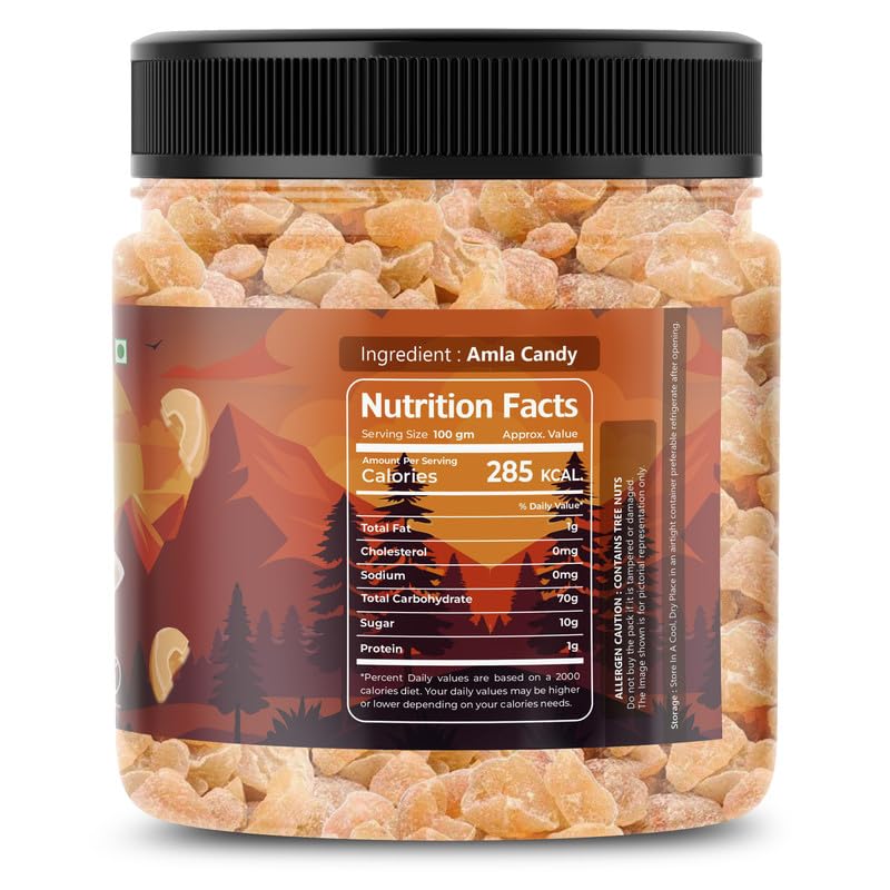 Nut khana Organic Dried Amla Candy | Sweet & Tangy Indian Gooseberry Dry Fruit Mouth Freshener | Healthy Digestive Snack | No Added Sugar