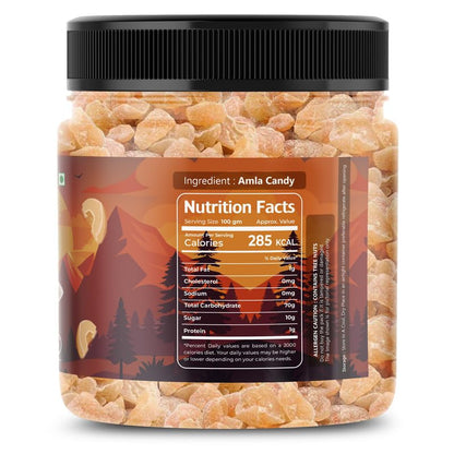 Nut khana Organic Dried Amla Candy | Sweet & Tangy Indian Gooseberry Dry Fruit Mouth Freshener | Healthy Digestive Snack | No Added Sugar
