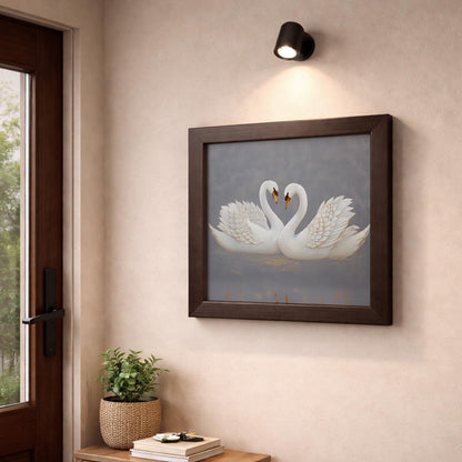 Pair Swan White Peace Love Elegant Romantic Serenity Nature Harmony Framed Poster Artwork Decor Painting