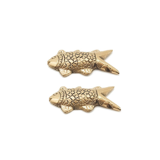 Brass Animal Fish Sculpture Statue Handcrafted Decorative Showpiece Idol for Home, Office Dcor Pack of 2 (Length : 5cm | Weight : 50gm Approxe)
