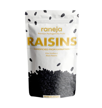 Raneja Premium Afghani Seedless Black Raisins 300g | High in Antioxidant Kali Kishmish/Kismis Dry Fruits, Healthy Snacks | Rich in Fiber & Potassium | Naturally Sweet & Tasty