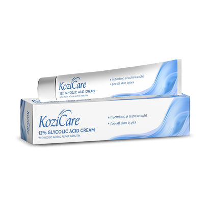 KoziCare 12% Glycolic Acid Cream packaging on a white background