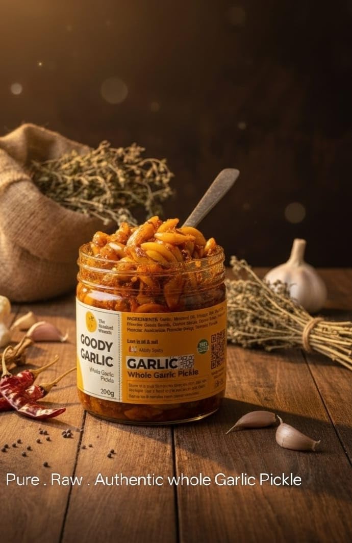 The Mustard Women Goody Garlic Pickle 300 g | Himachali Lahsun Achar | Homemade Style Indian Pickle | Tangy & Spicy Garlic Pickle with Traditional Spices