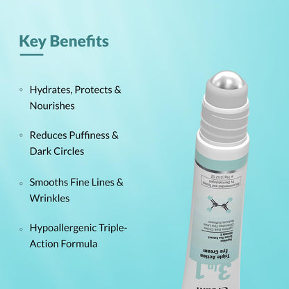 Fixderma Under Eye Cream Roll on with Peptides, Green Tea Extract & Vitamin E | Reduces Dark Circles, Puffiness, Wrinkles & Fine Lines | Triple Action | for Men & Women | 15g