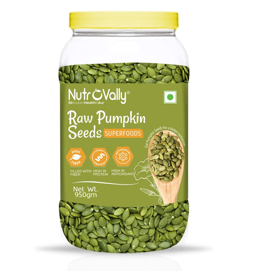 NutroVally - Pumpkin Seeds 950g Jar – Premium Roasted & Shelled Superfood Snack – High Protein, Gluten-Free & Nutrient-Rich for Healthy Snacking & Cooking