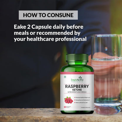 Simply Herbal 800 MG Raspberry Ketone Fruit Extract for Weight Management | Supplement Capsules With Raspberry for Promotes Healthy Weight Management Support Appetite Suppression – 60 Capsules