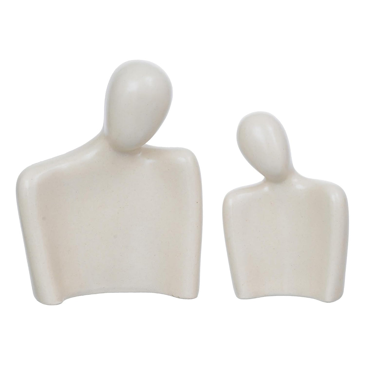 eCraftIndia Set of 2 White Ceramic Handcrafted Couple Statue Sculpture Figurines Home Decor Items Showpiece for Living Room Bedroom Table Shelf TV Unit | Gift for Wedding Anniversary Valentines Day