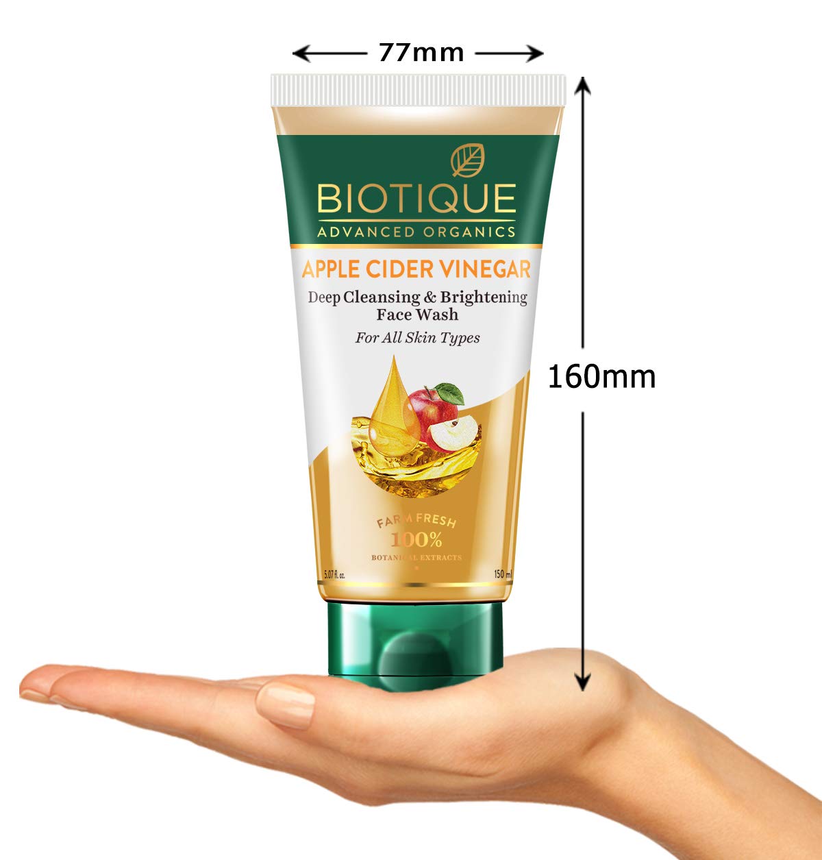 Biotique Apple Cider Vinegar Deep Cleansing Face Wash for All Skin Types, 150ml | Deep Cleansing & Exfoliation | 100% Botanical Extracts