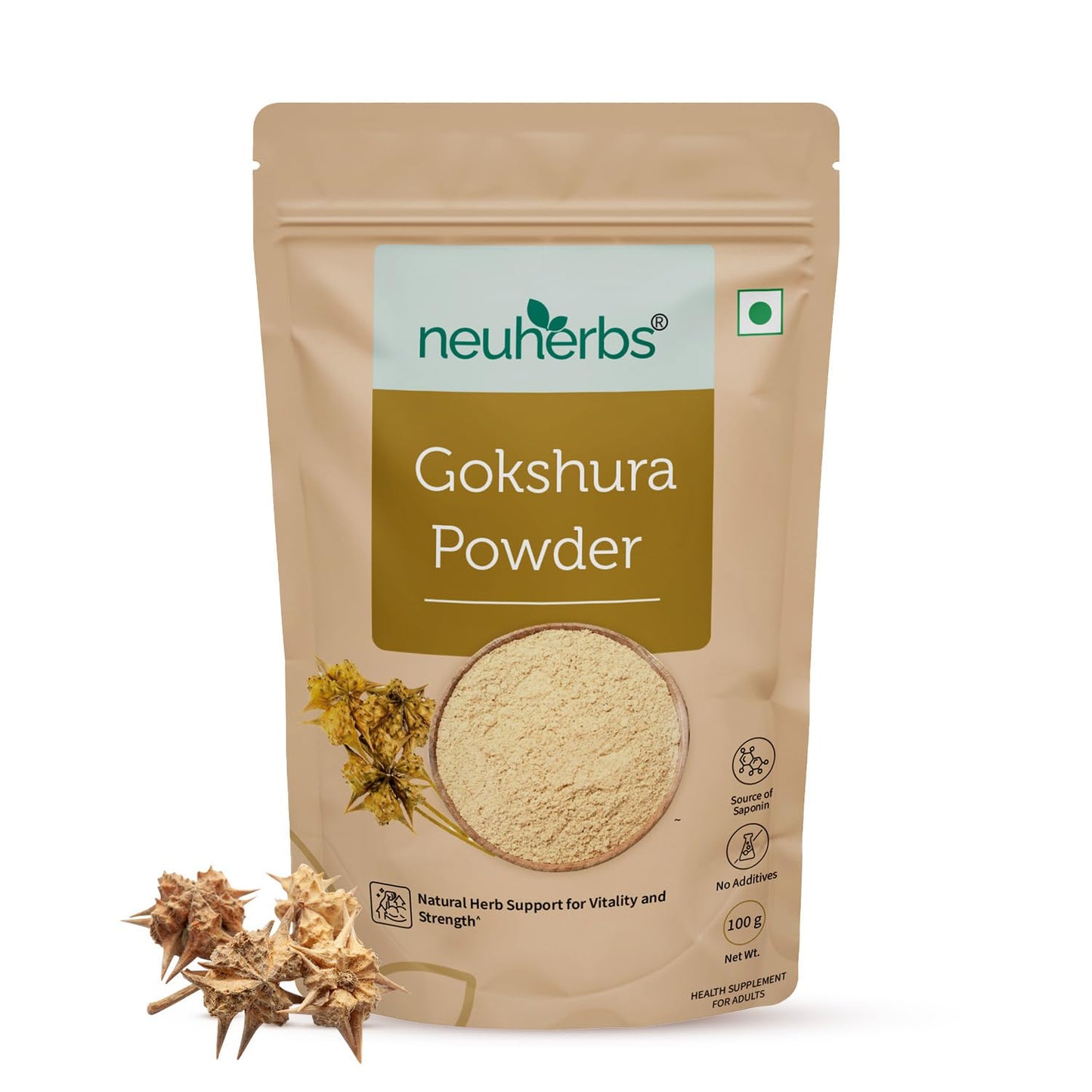 Neuherbs Gokshura Powder - 100g | Tribulus Terrestris/Gokhru Churna For Men | Boost Energy, Strength & Testosterone | 100% Pure & Natural | Non GMO With No Added Preservatives