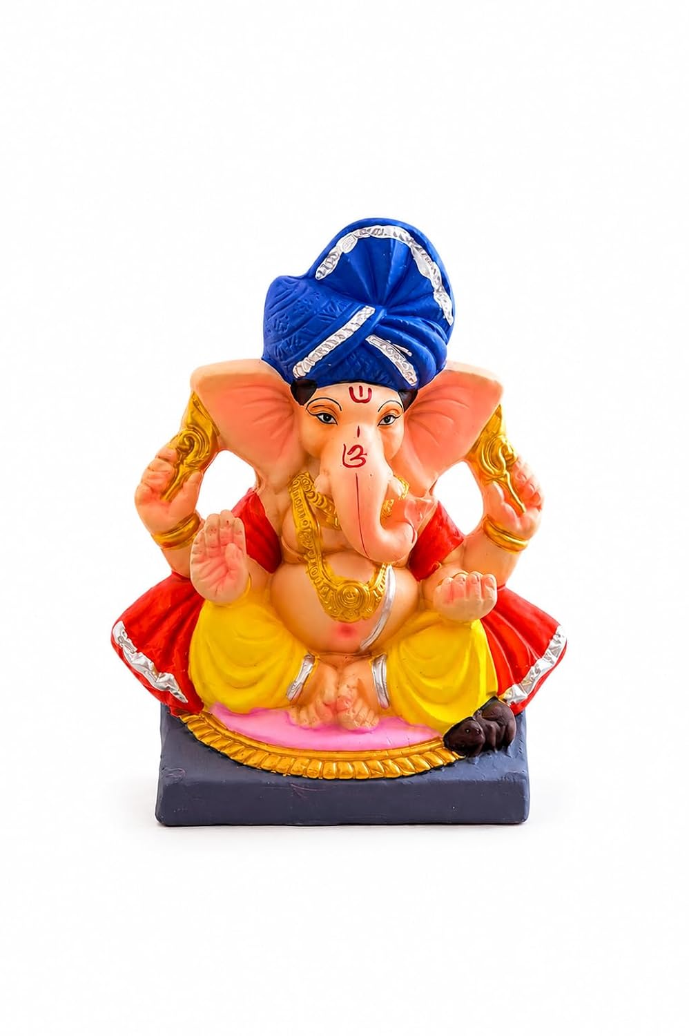 DORAYA EARTH CREATION Clay Ganpati Murti Handmade Eco-Friendly Multicolour Ganesh Idol for Home Temple, Ghar Pooja, Ganesh Chaturthi Decoration, Office Desk & Festive Gift | 6.5 Inch (Blue)