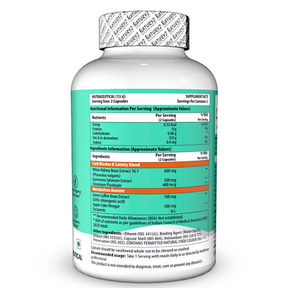 Supplement bottle with green label on a white background