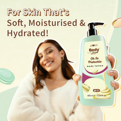 Plum BodyLovin’ Pistachio Body Lotion | Fresh Nutty Pistachio & Hazelnut Notes | Gel-Cream Formula with Aloe, Vitamin E & B5 | Deep Moisturization & Fast Absorption | Non - Greasy | For Dry–Very Dry Skin | 400 ml