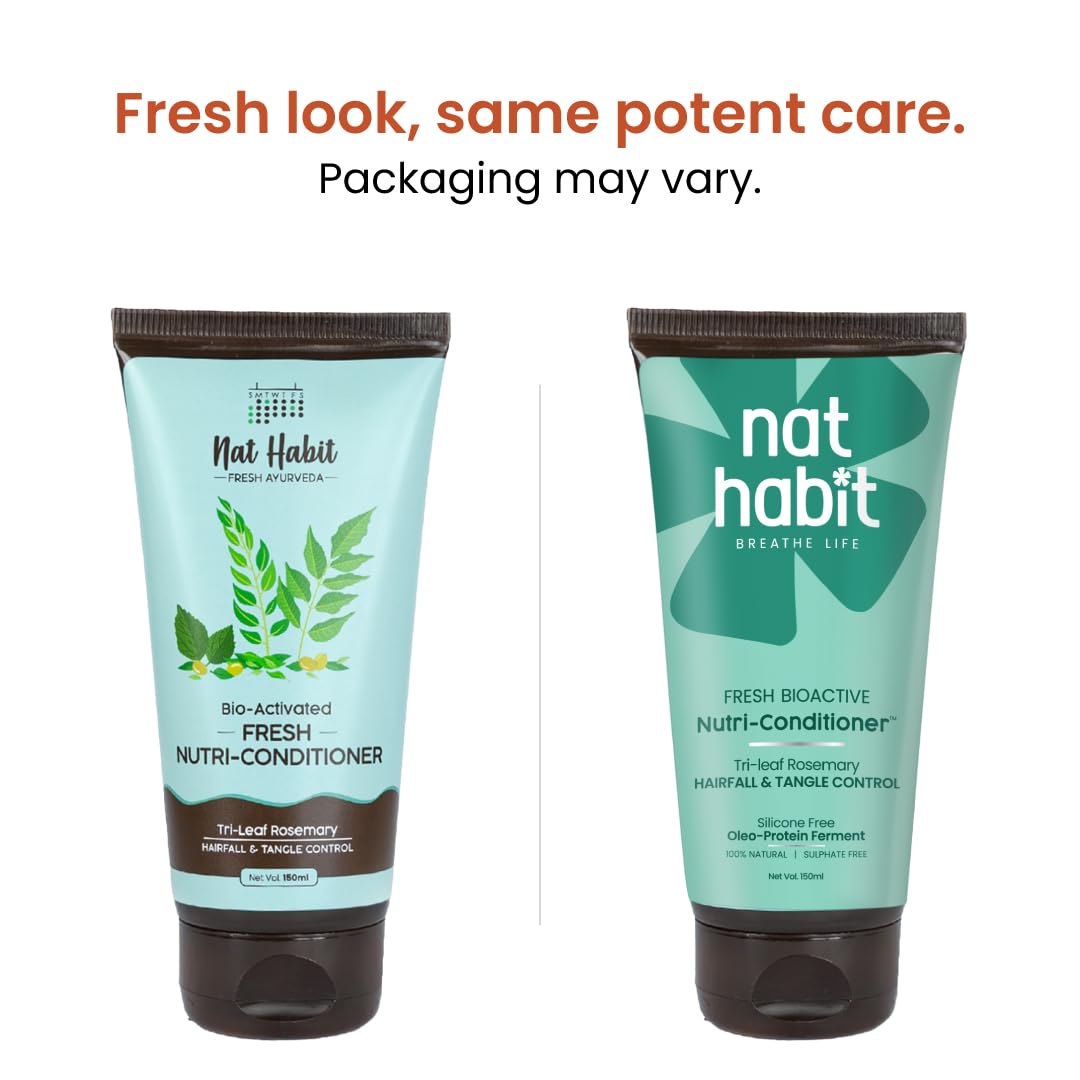 Nat Habit Rosemary Conditioner for Women & Men Hairfall | Bio-activated for Dry & Frizzy Hair | Moisturizing & Nourishing with Argan Oil for Shiny Hair, Suitable for Curly, Dry & Frizzy Hair & Oily Scalp,150ml
