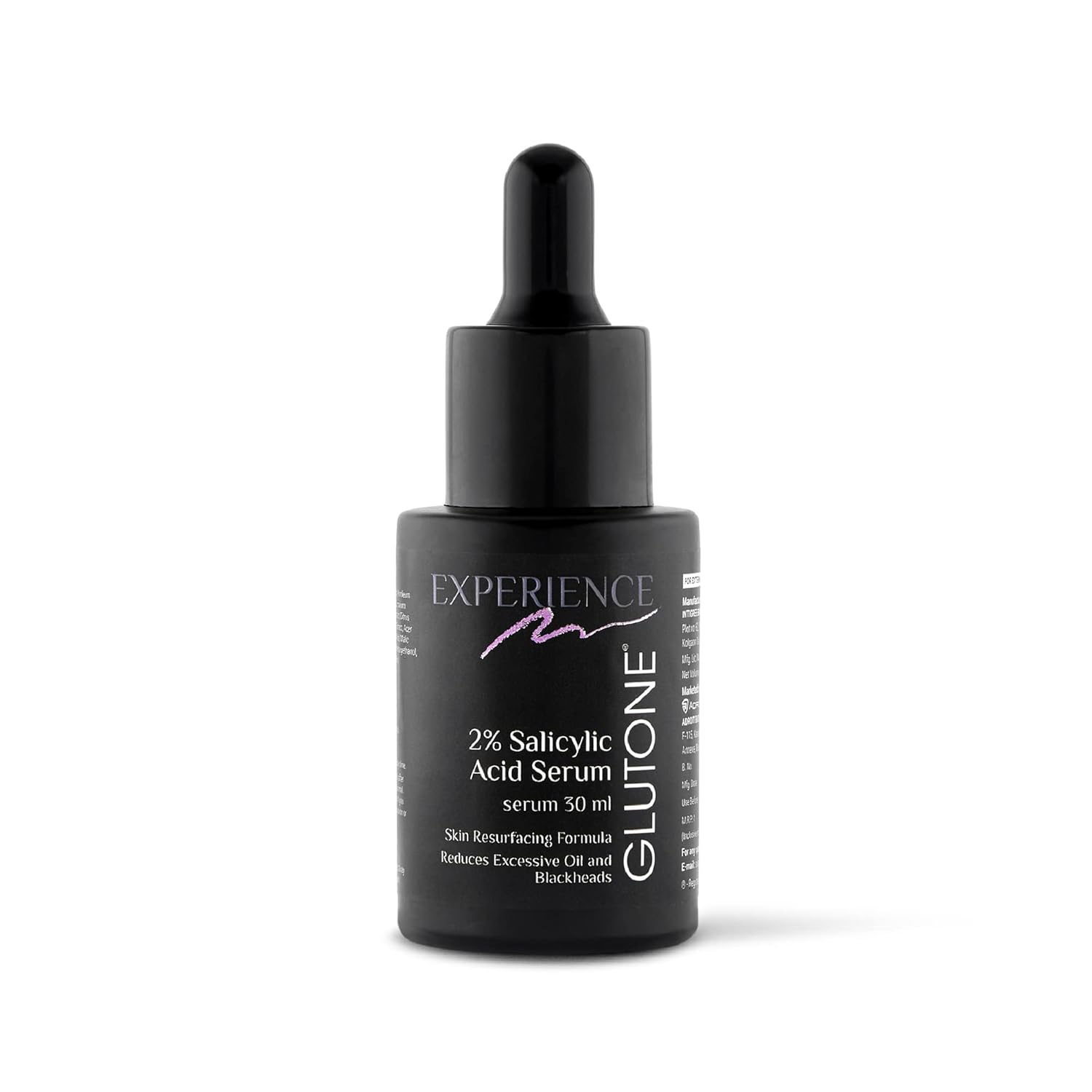 Black serum bottle with dropper labeled 'Glutone' on a white background