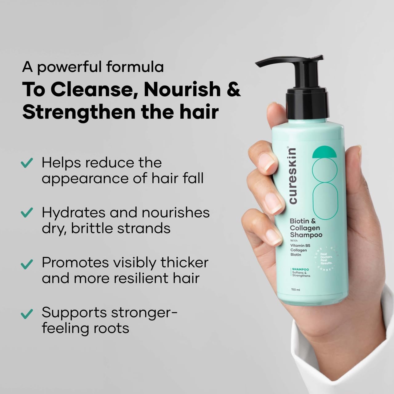 Cureskin Biotin & Collagen Vitamin B5 Glycolipids Shampoo: Strengthen Hair, Reduce Hairfall & Repair Damage