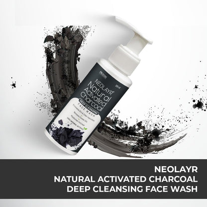 NEOLAYR Activated Charcoal Deep Cleansing Face Wash | Eliminates Dirt & Other Impurities | Removes Excess Oils - Added Moisturiser,200 ml
