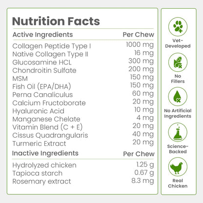 Nootie+ Hip & Joint Supplement for Dogs | Dual Collagen, Glucosamine & Chondroitin | Supports Mobility, Relieves Stiffness & Pain | Vet-Formulated Soft Chews | 30 Chews (All Breeds)