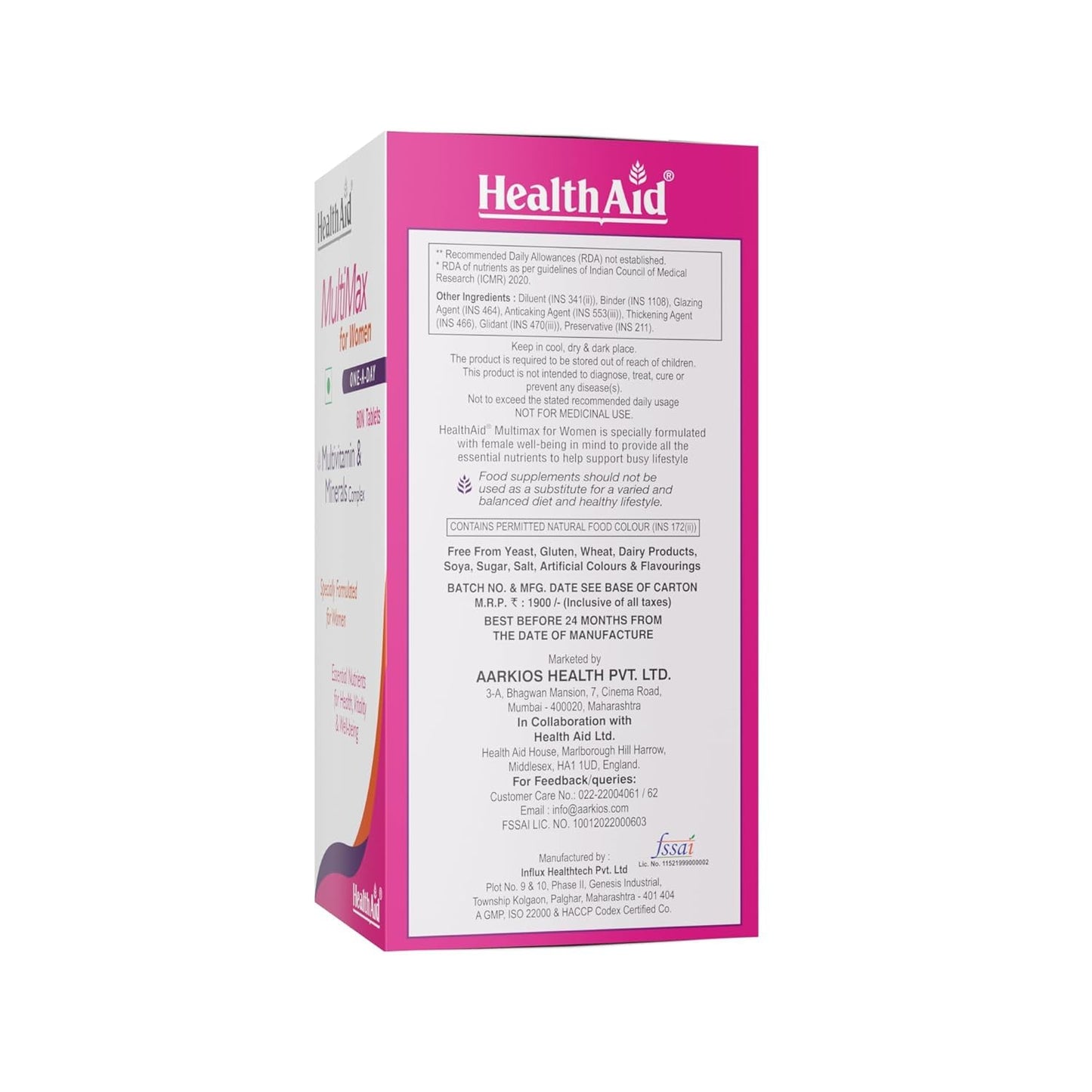 HealthAid Multimax for Women | Multivitamin with Zinc, Vitamin C, D & Essential Minerals | Energy, Immunity & Vitality Support | Daily Supplement for Women | 60 Tablets