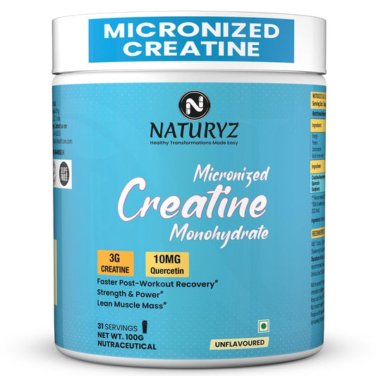 Naturyz Micronized Creatine Monohydrate supplement container on a white background
