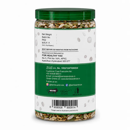 Berries And Nuts Healthy Roasted Seeds Blend | Pumpkin, Sunflower, Chia, Flax, Watermelon, Sesame Seeds | 200 Grams | 1 Bottle of 200 Grams